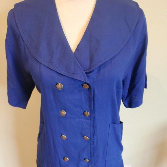 SOLD Vintage Drop Waist Dress with Silver Buttons - Picture 4 of 7